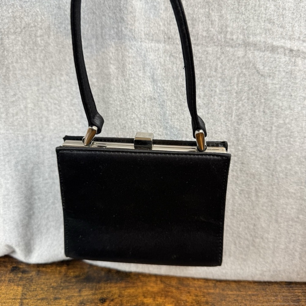 Vintage Nine West 90s Y2K Mini Purse Bag Black Top Clasp‎ Closure EUC